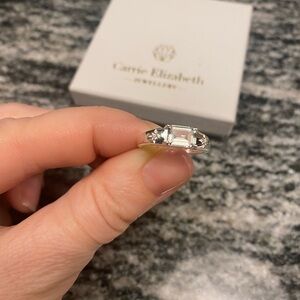 Green Quartz and Clear Quartz Sterling Silver Ring